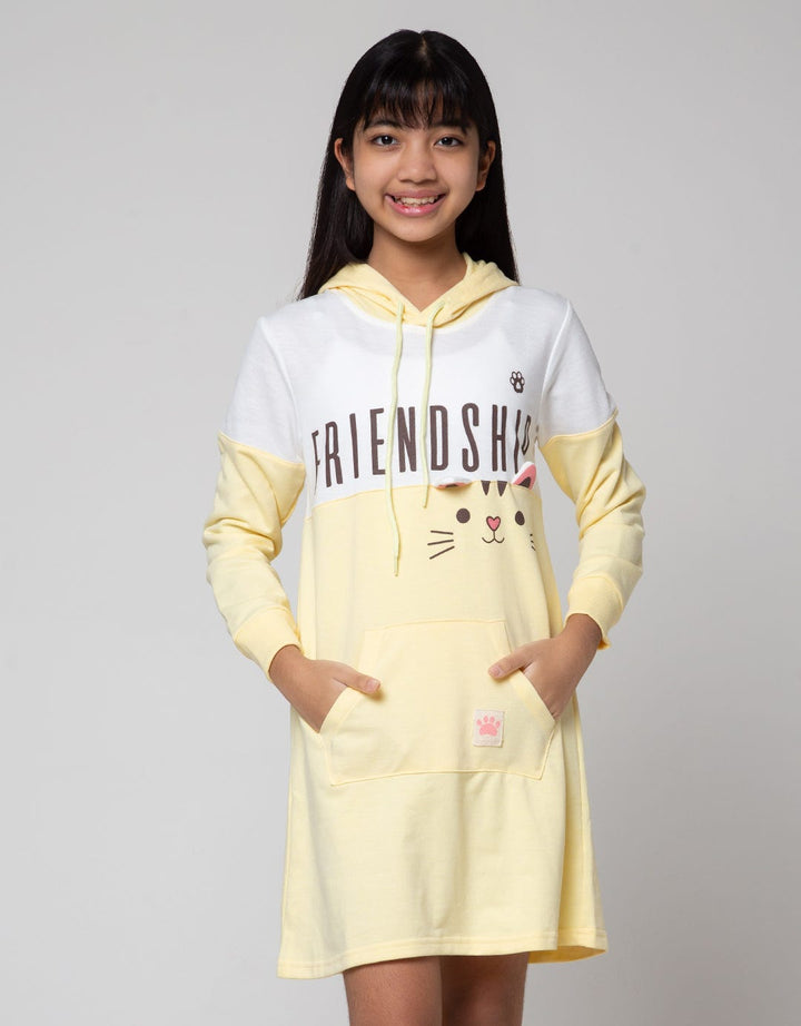 Nevada Long Sleeve Midi Dress Hoodie Aplikasi Cat Friend