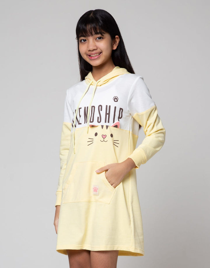 Nevada Long Sleeve Midi Dress Hoodie Aplikasi Cat Friend