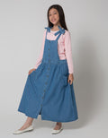 Nevada Long Sleeve Maxi Dress Woven Overall Denim With Daleman