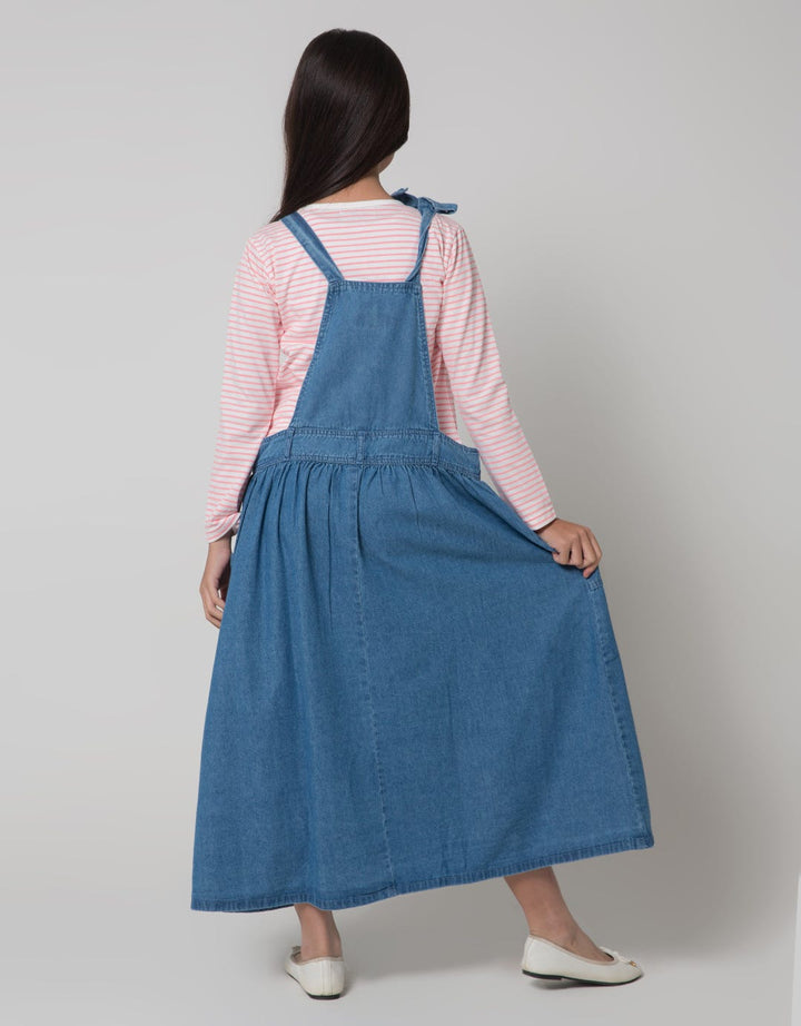 Nevada Long Sleeve Maxi Dress Woven Overall Denim With Daleman