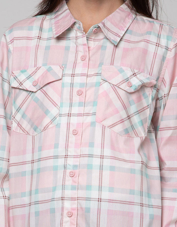 Nevada Checks Pocket Kemeja Anak Perempuan
