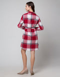 Connexion Long Sleeve Midi Dress Kotak Merah Sand1