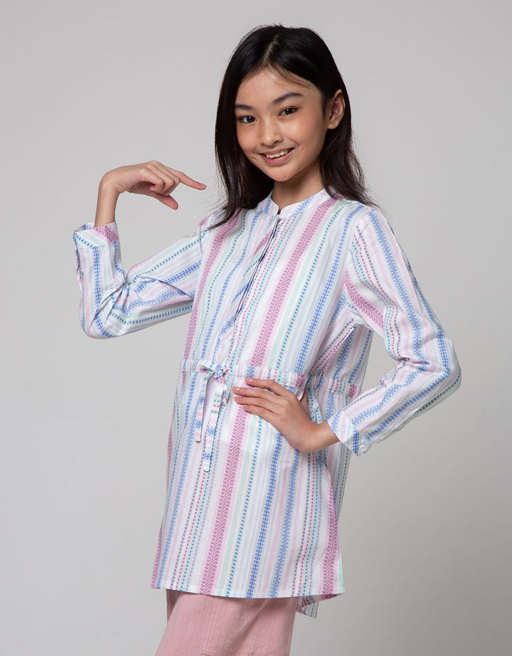 Aero Long Sleeve Shirt Tunic Striped Waist Tie