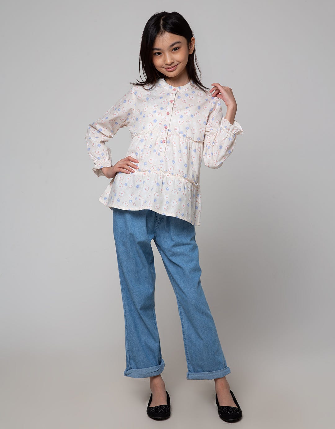 Aero Ruffle Down Girls Shirt