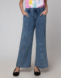 Nevada Denim Long Pants Wide Leg Destroyed With Grafitty