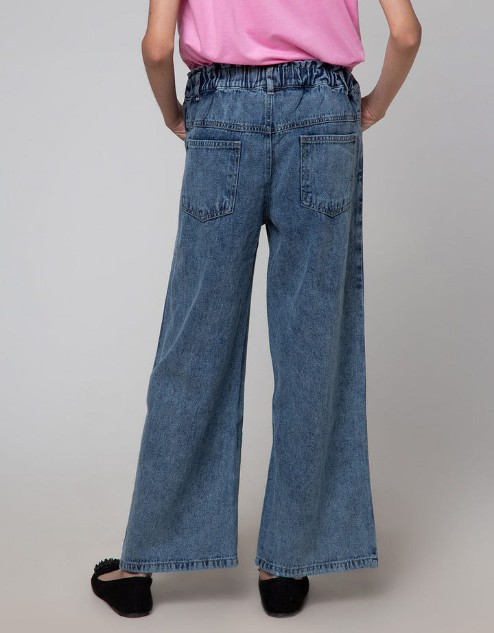 Nevada Denim Long Pants Wide Leg Destroyed With Grafitty