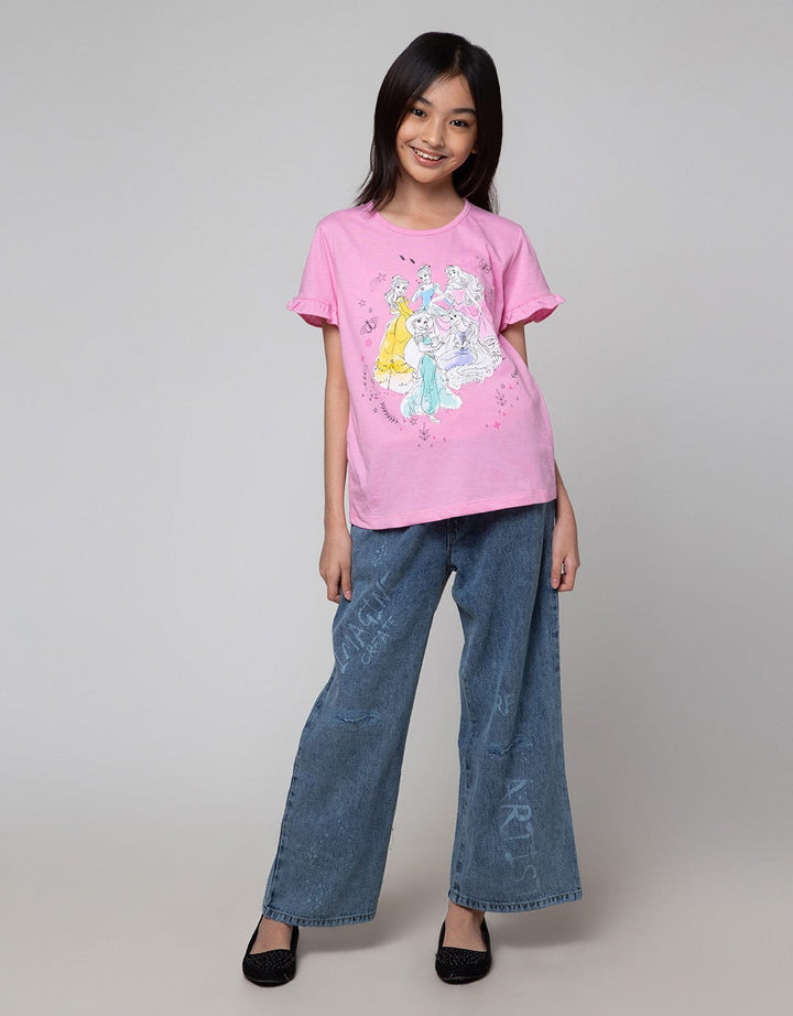 Nevada Denim Long Pants Wide Leg Destroyed With Grafitty