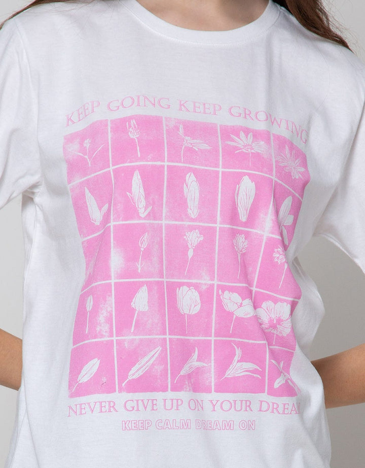 Details Short Sleeve T-Shirt Regular Tee With Flower Print