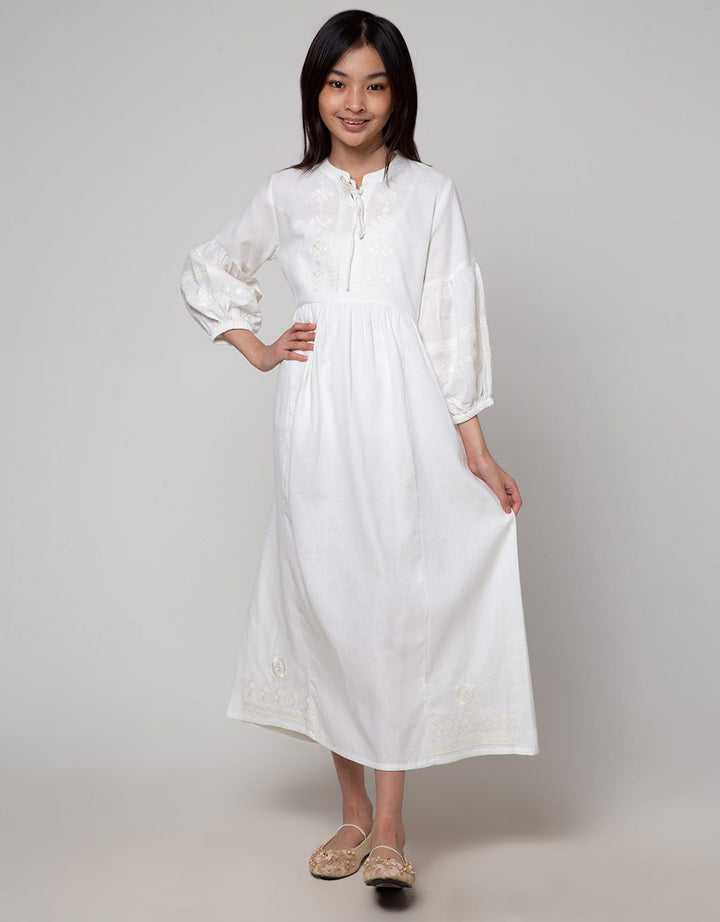 Sweet Miss Embroidered Chest Dress for Girls