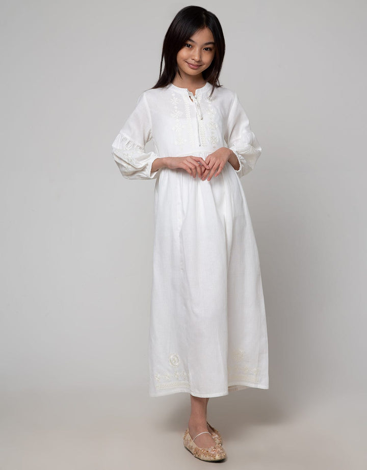 Sweet Miss Embroidered Chest Dress for Girls