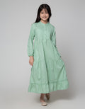 Sweet Miss Long Sleeve Maxi Dress Lebaran Kerah Koko Opnasel Dada