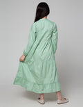 Sweet Miss Long Sleeve Maxi Dress Lebaran Kerah Koko Opnasel Dada