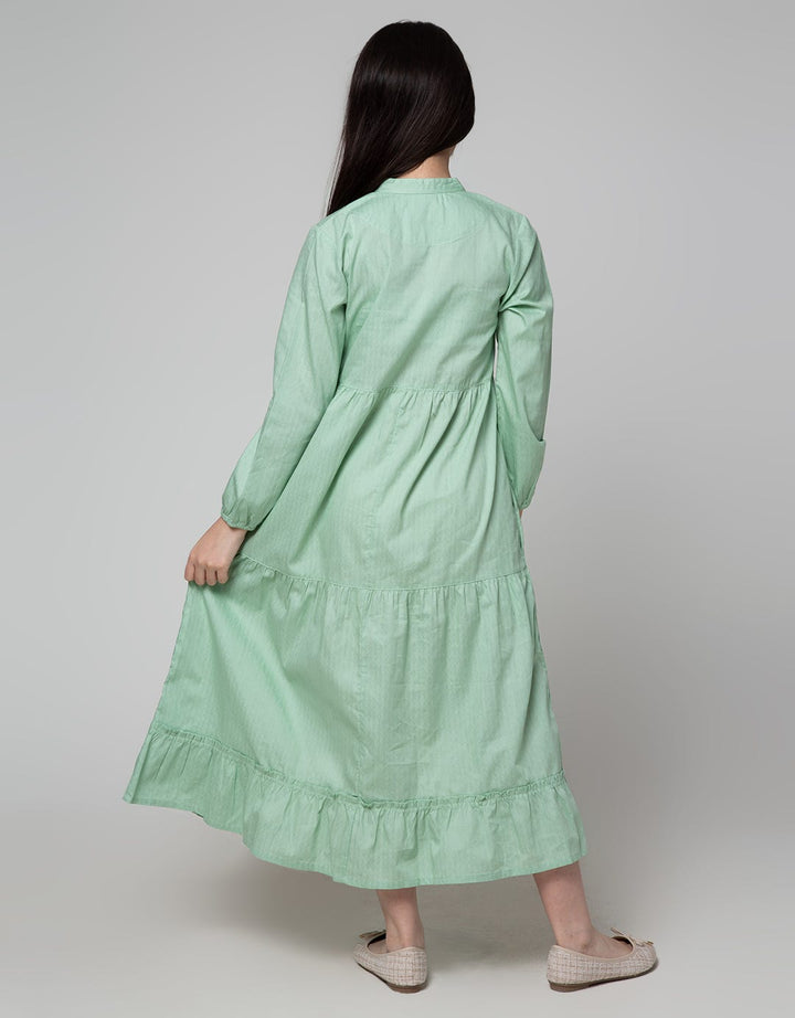 Sweet Miss Long Sleeve Maxi Dress Lebaran Kerah Koko Opnasel Dada