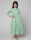 Sweet Miss Long Sleeve Maxi Dress Lebaran Kerah Koko Opnasel Dada