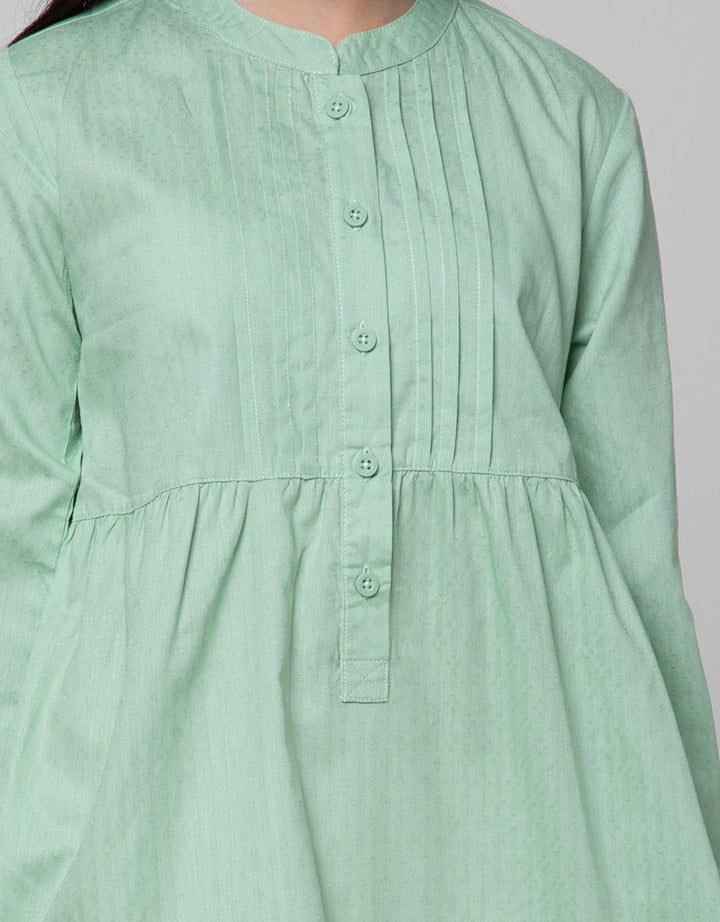 Sweet Miss Long Sleeve Maxi Dress Lebaran Kerah Koko Opnasel Dada