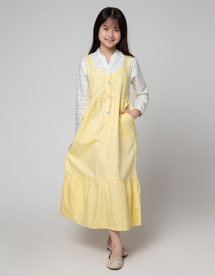 Sweet Miss Long Sleeve Maxi Dress Lebaran Koko Collar Candy Buttons