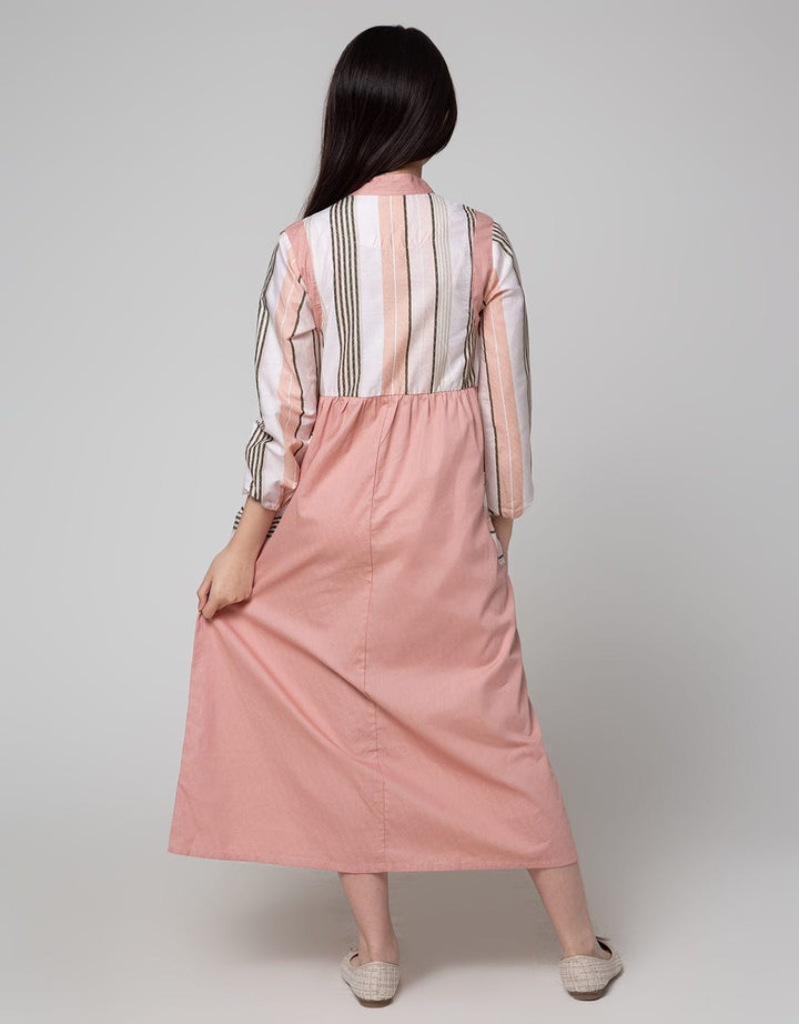 Sweet Miss Long Sleeve Maxi Dress Lebaran Koko Collar Body Half Line