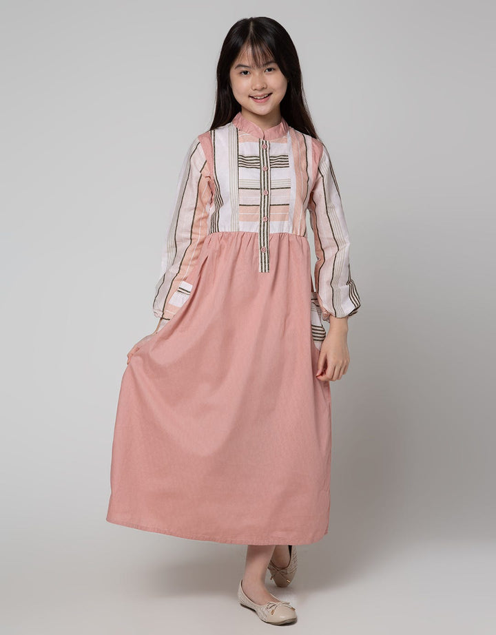 Sweet Miss Long Sleeve Maxi Dress Lebaran Koko Collar Body Half Line