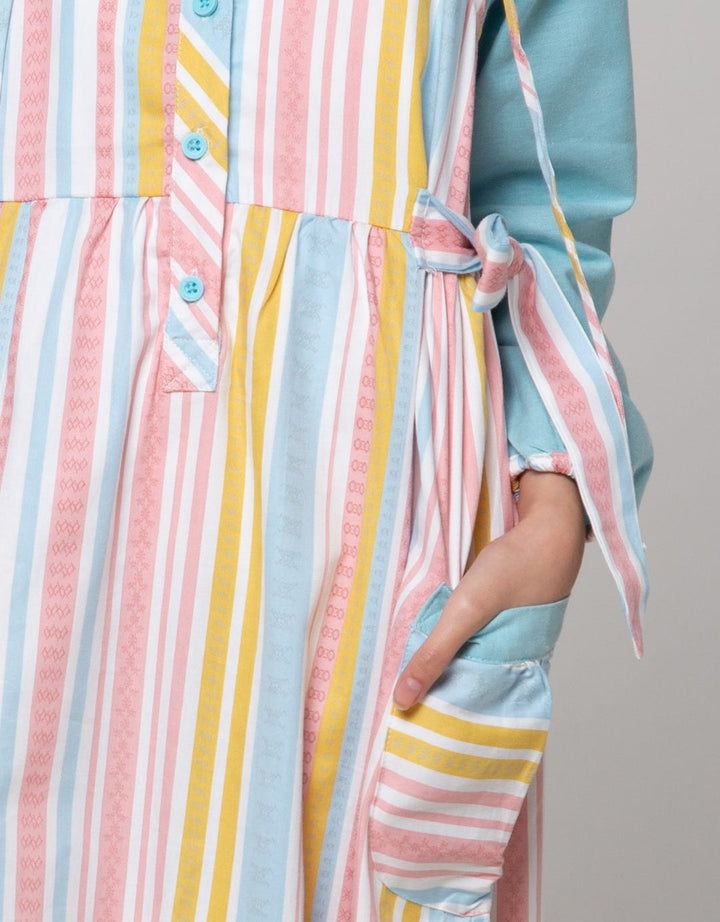 Sweet Miss Hoodie Stripe Maxi Dress Anak Perempuan