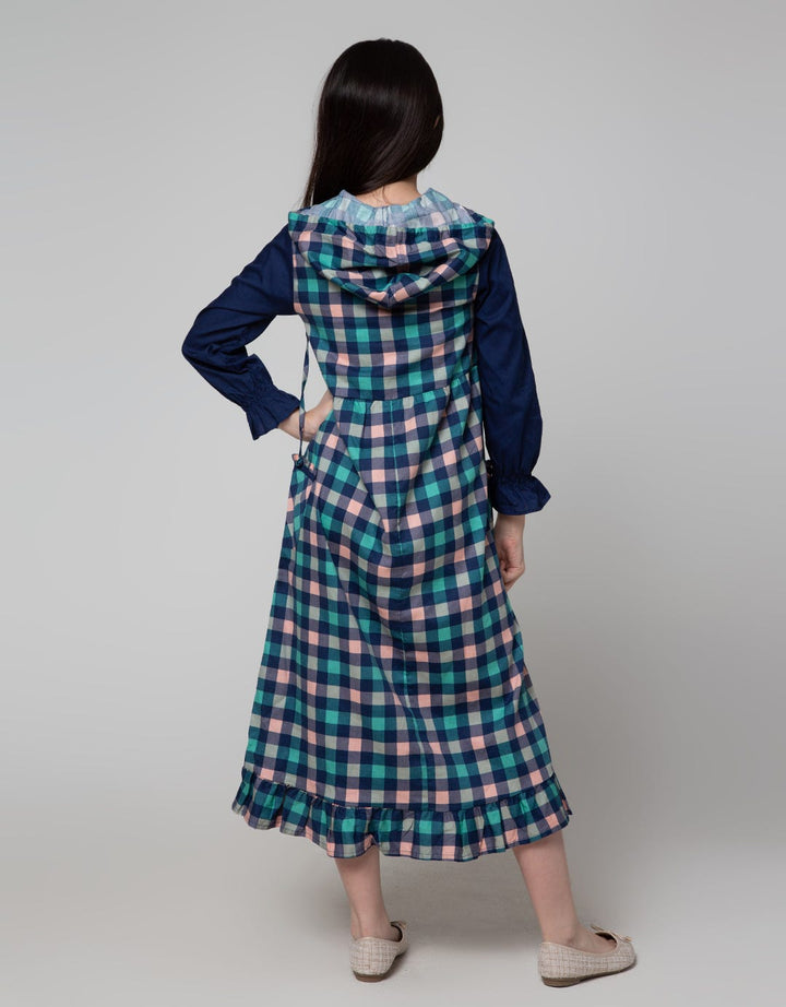 Sweet Miss Long Sleeve Maxi Dress Lebaran Hoodie Material Kotak