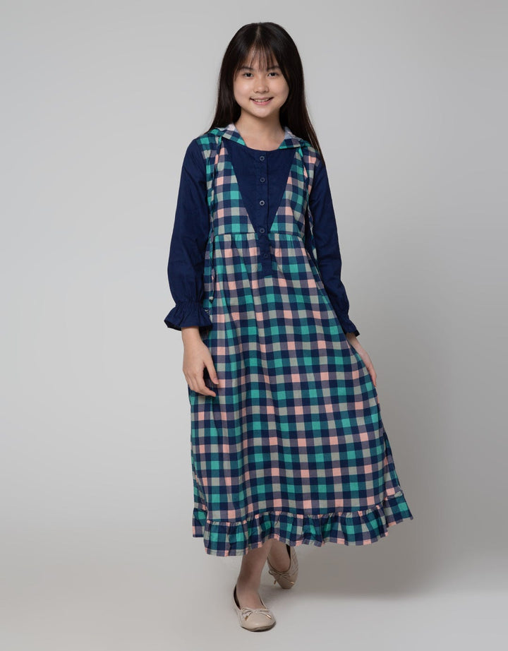 Sweet Miss Long Sleeve Maxi Dress Lebaran Hoodie Material Kotak