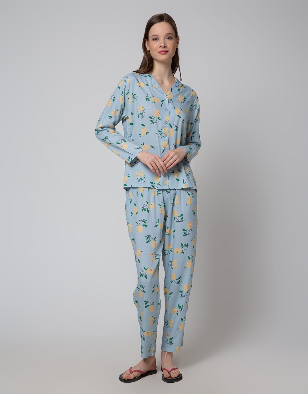 Nevada Long Sleeve Pajama Pants Lemon Yash