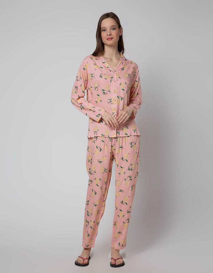 Nevada Long Sleeve Pajama Pants Lemon Yash