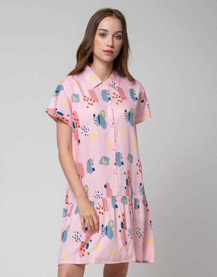 Nevada Short Sleeve Midi Dress Pinky Sweet
