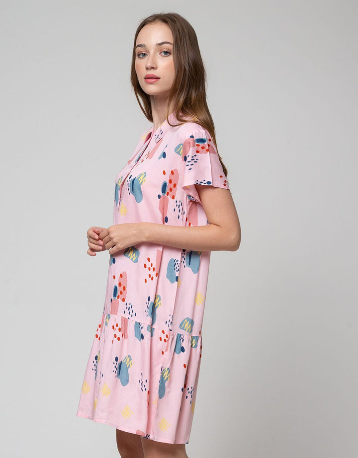 Nevada Short Sleeve Midi Dress Pinky Sweet