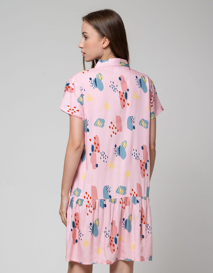 Nevada Short Sleeve Midi Dress Pinky Sweet