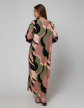 St. Yves Long Sleeve Maxi Dress Abstract Kancawayu
