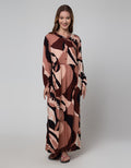St. Yves Long Sleeve Maxi Dress Abstract Kancawayu