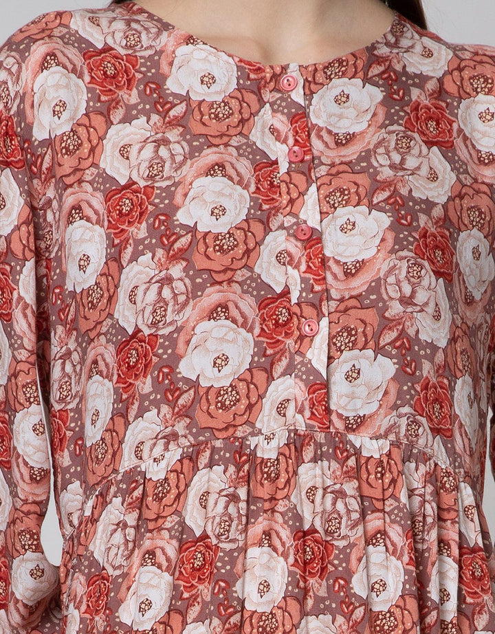 St. Yves Long Sleeve Maxi Dress Multicolour Rose