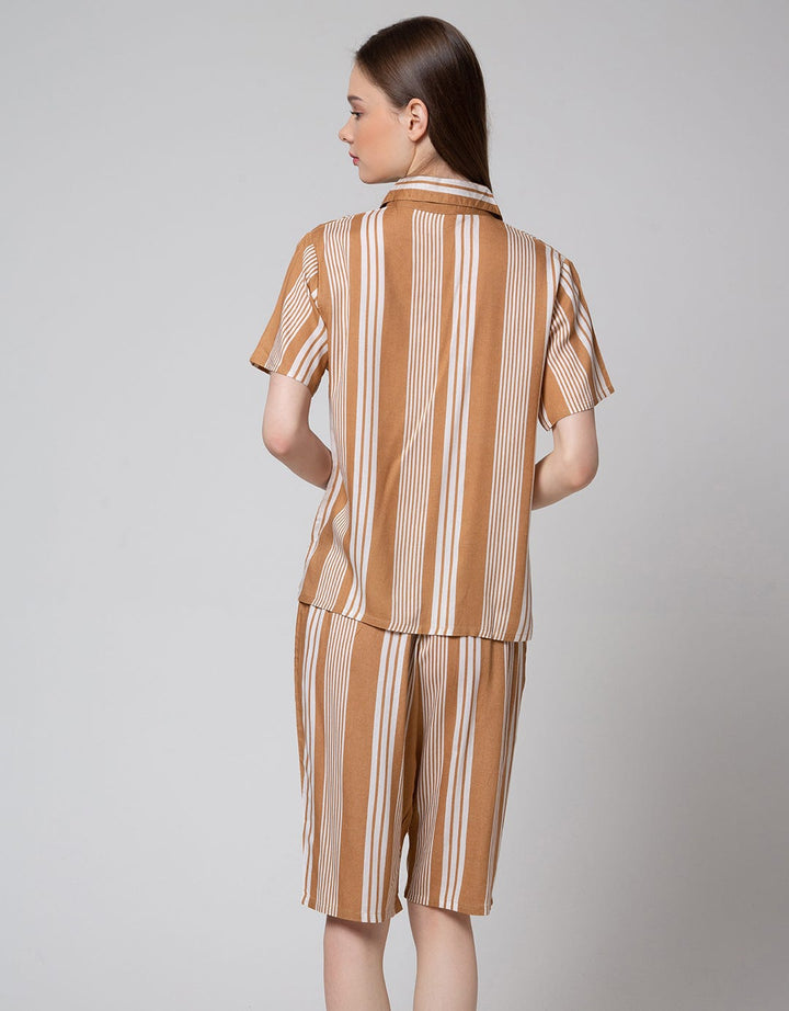 St. Yves Short Sleeve Pyjama Capri Stripe Double
