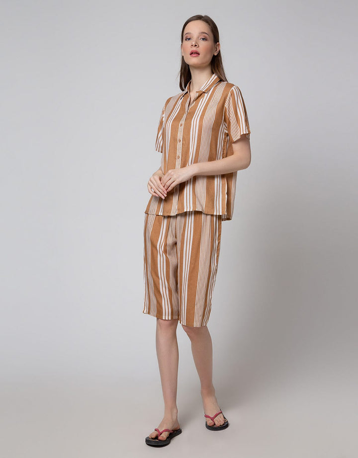 St. Yves Short Sleeve Pyjama Capri Stripe Double