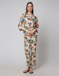 St. Yves Long Sleeve Pyjama Pants Leaves Combi Pl-Lecom