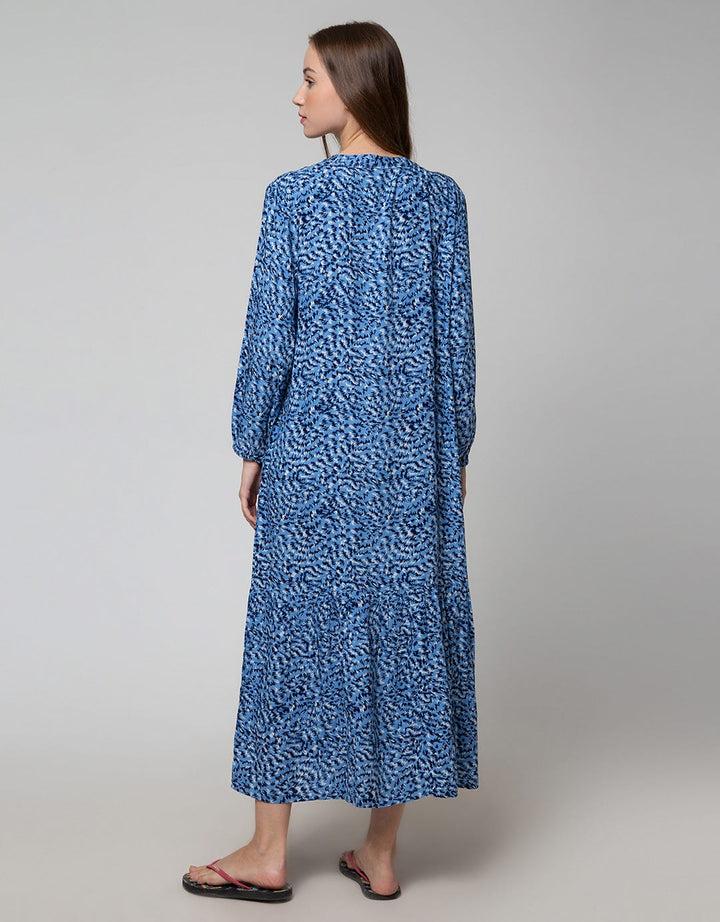 St. Yves Long Sleeve Maxi Dress Print Squiggle