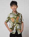 Nevada Short Sleeve Shirt Rayon Print Abstract Mural