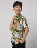 Nevada Short Sleeve Shirt Rayon Print Abstract Mural