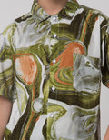 Nevada Short Sleeve Shirt Rayon Print Abstract Mural
