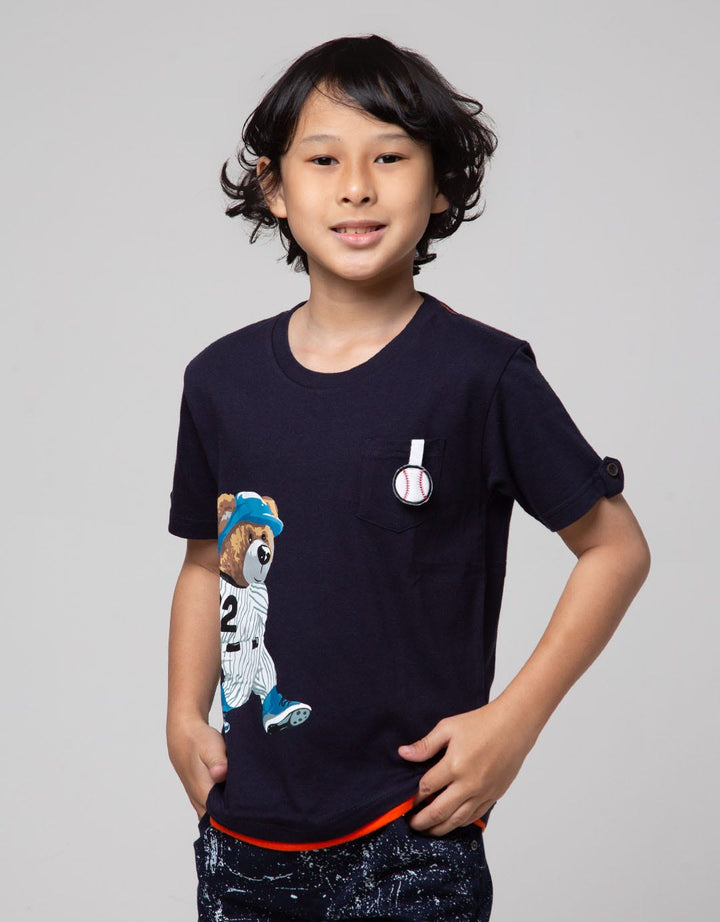 Little M Baseball Bear Kaos Anak Laki-Laki