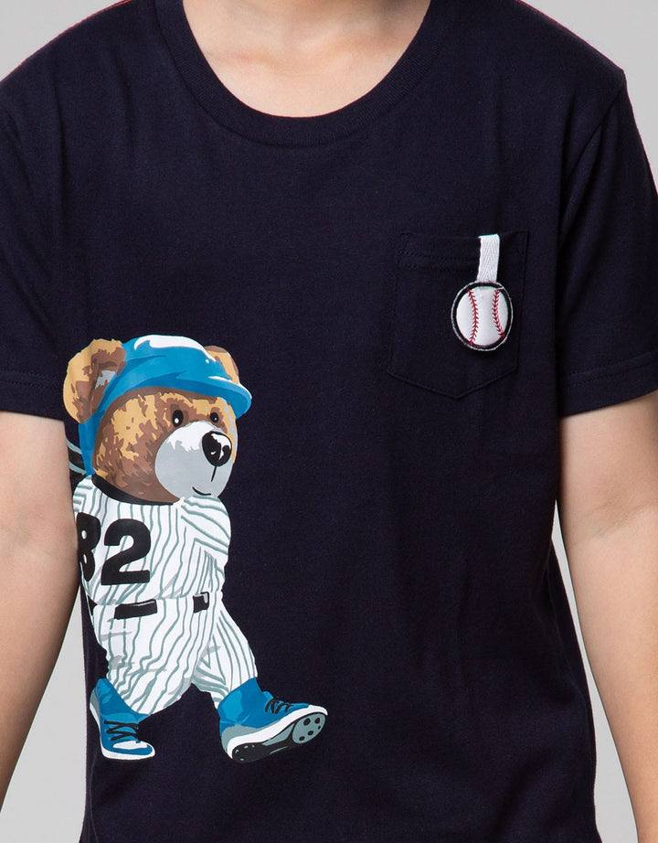 Little M Baseball Bear Kaos Anak Laki-Laki
