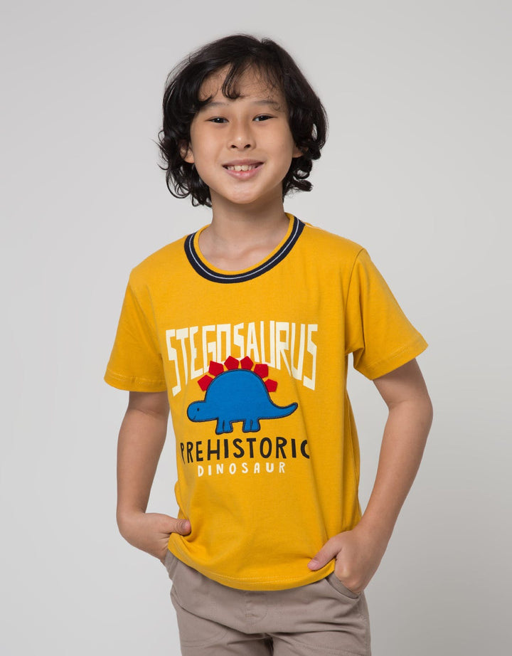 Little M Short Sleeve T-Shirt Stegosaurus Rib Leher Manset