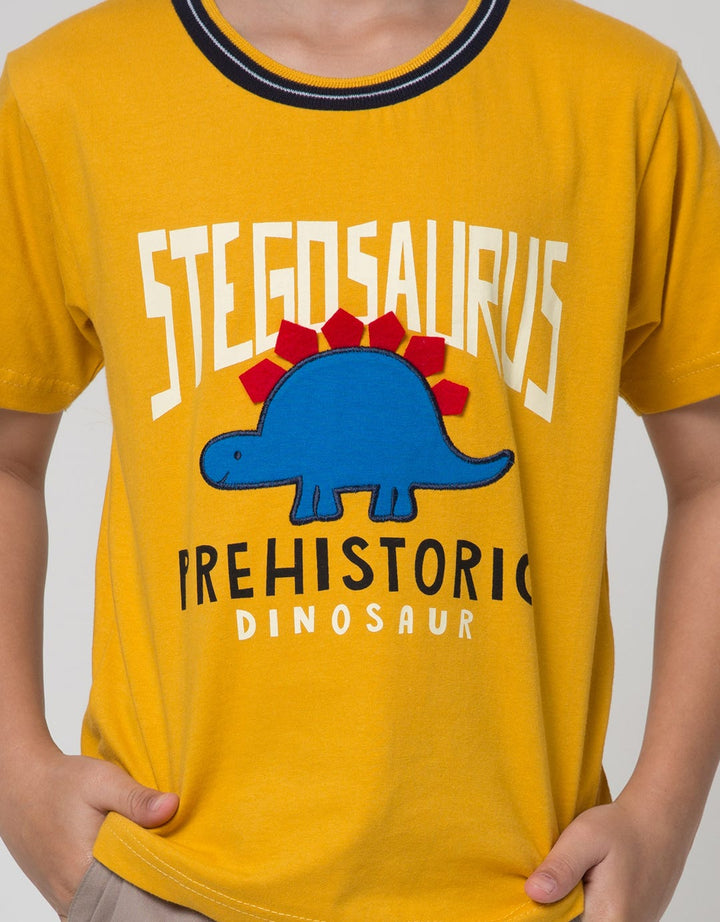 Little M Short Sleeve T-Shirt Stegosaurus Rib Leher Manset