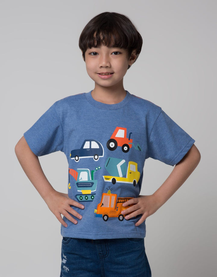 Little M Short Sleeve T-Shirt Print Firetruck Application