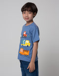 Little M Short Sleeve T-Shirt Print Firetruck Application