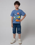 Little M Short Sleeve T-Shirt Print Firetruck Application