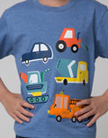 Little M Short Sleeve T-Shirt Print Firetruck Application