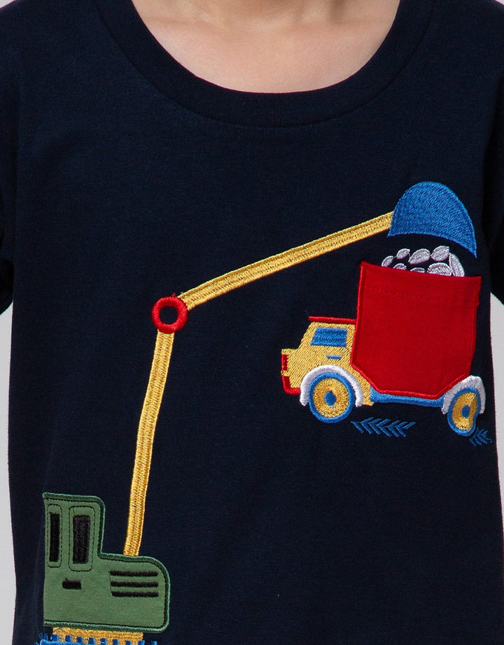 Little M Embroidered Truck Boys T-Shirt