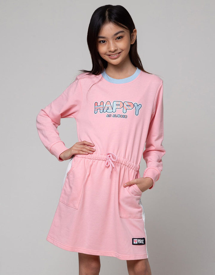 Nevada Sport Happy Print Midi Dress Anak Perempuan